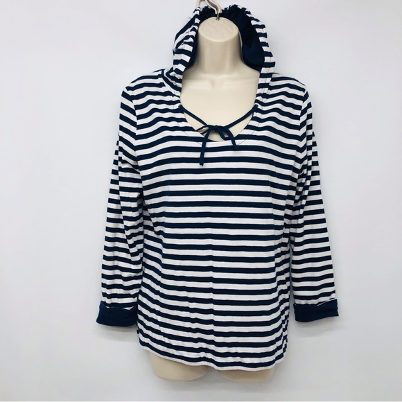 Gap Blue White Stripe Hoodie - Picture 3 of 16